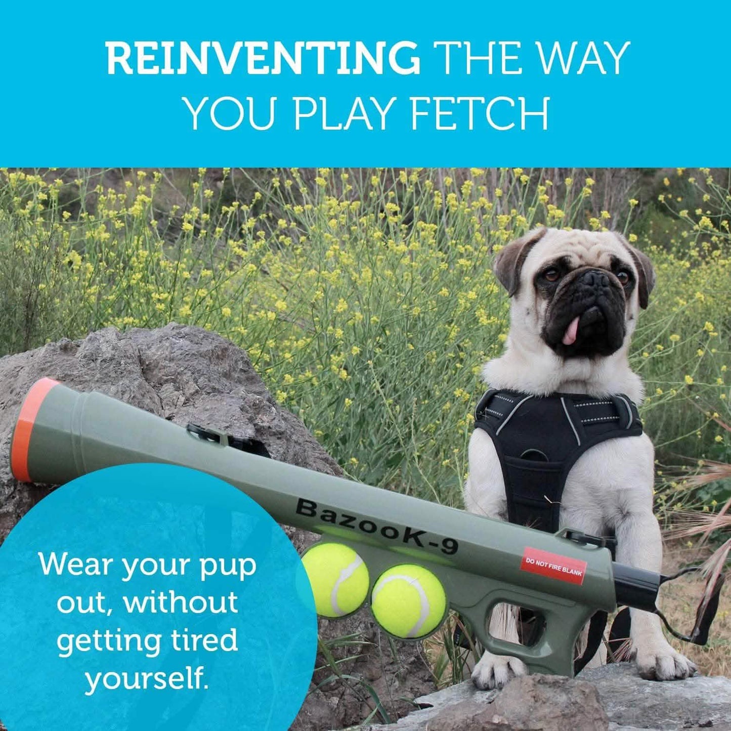 Paws & Pals Bazook - 9 Tennisball-Abschussgerät mit 2 quietschenden Bällen