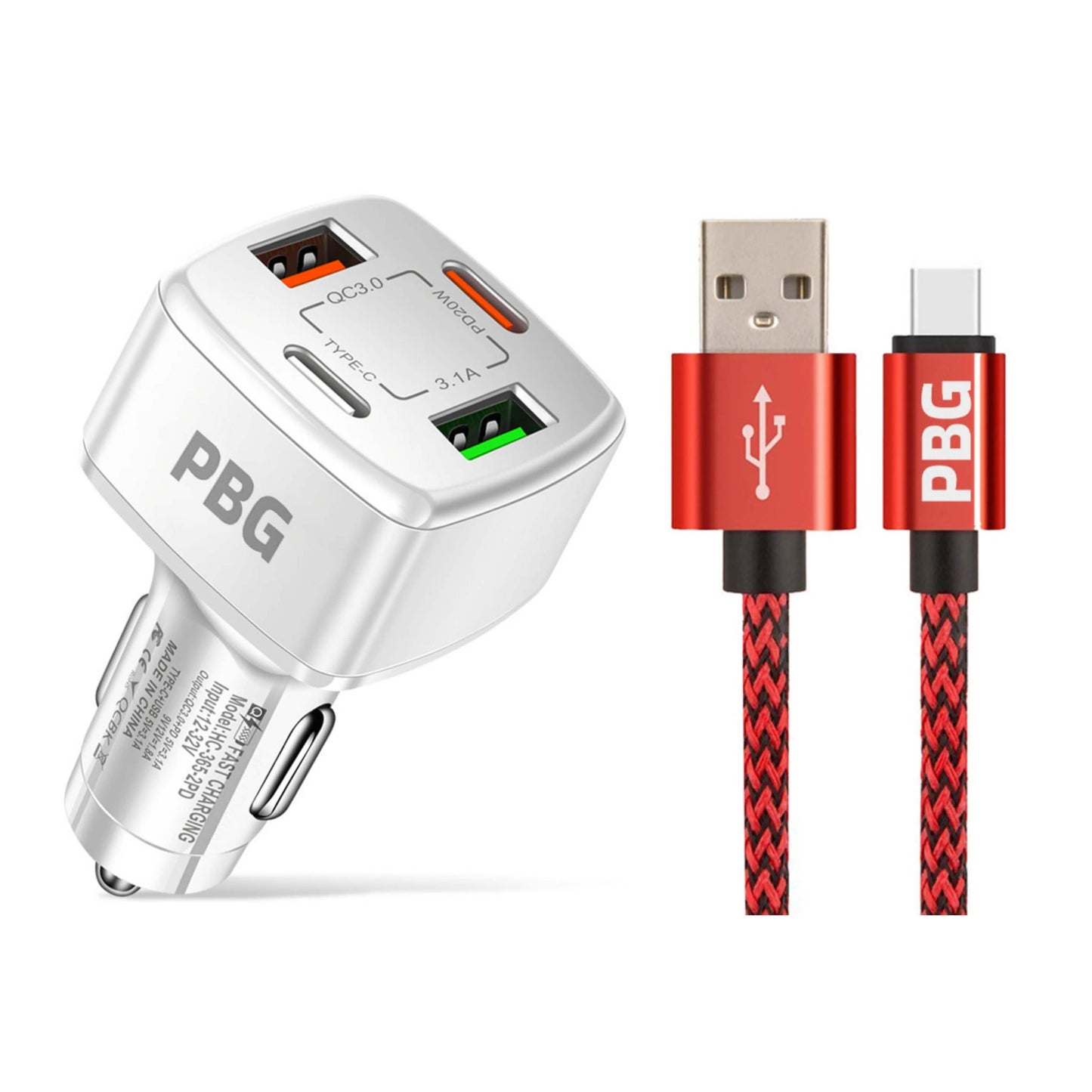 PBG 4 Port PD/USB Kfz-Ladegerät und 3m Zebra-Blitzkabel-Bündel