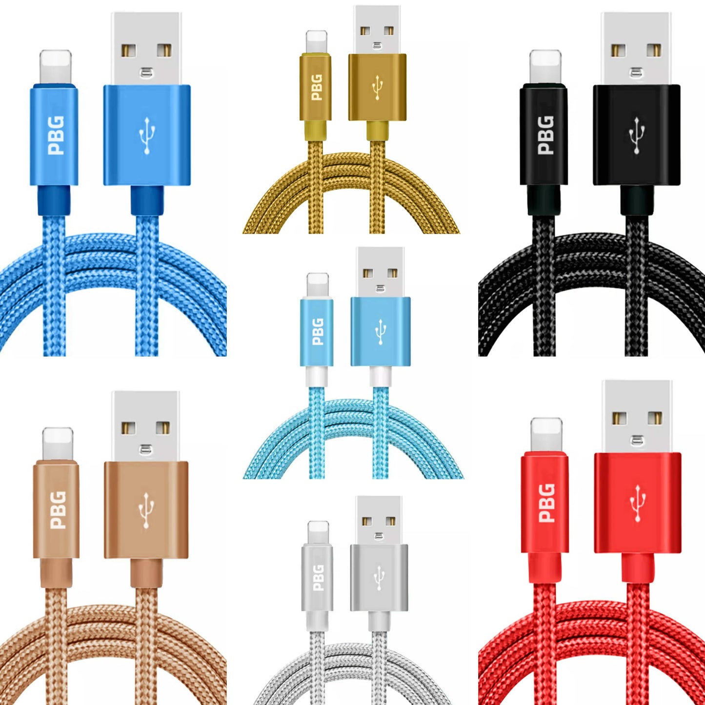 PBG XL 10Fuß Nylon geflochtenes Lightning Kabel