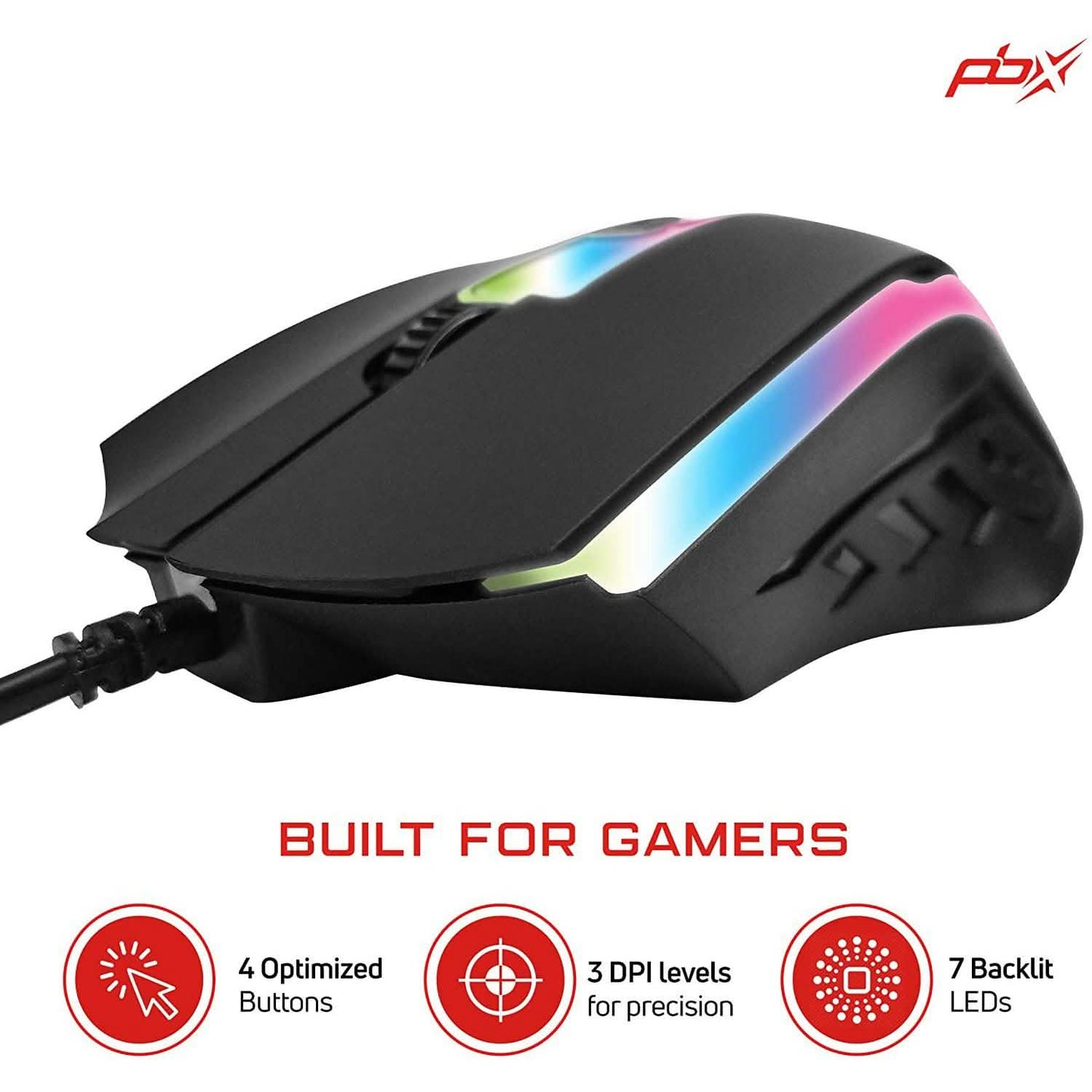 PBX Soldier kabelgebundene Gaming-Maus mit 4 optimierten Tasten, 3 DPI-Stufen