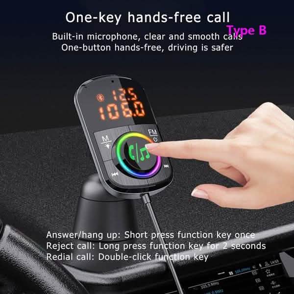 PD18W und QC3.0 Bluetooth 5.0 Autoradio-Adapter Dualer Schnellladeanschluss Drahtloser FM-Audio-Freisprechanlage Empfänger