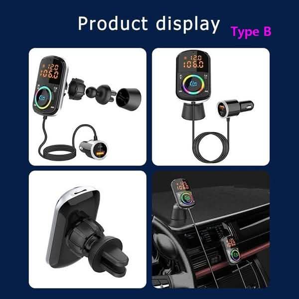 PD18W und QC3.0 Bluetooth 5.0 Autoradio-Adapter Dualer Schnellladeanschluss Drahtloser FM-Audio-Freisprechanlage Empfänger