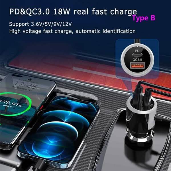 PD18W und QC3.0 Bluetooth 5.0 Autoradio-Adapter Dualer Schnellladeanschluss Drahtloser FM-Audio-Freisprechanlage Empfänger