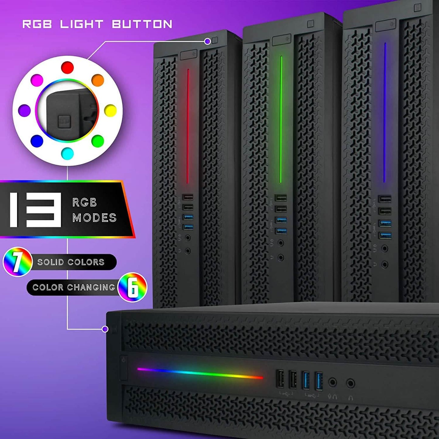 Periphio Iris Gaming-PC-Desktop-Computer mit RGB-Beleuchtung (erneuert)