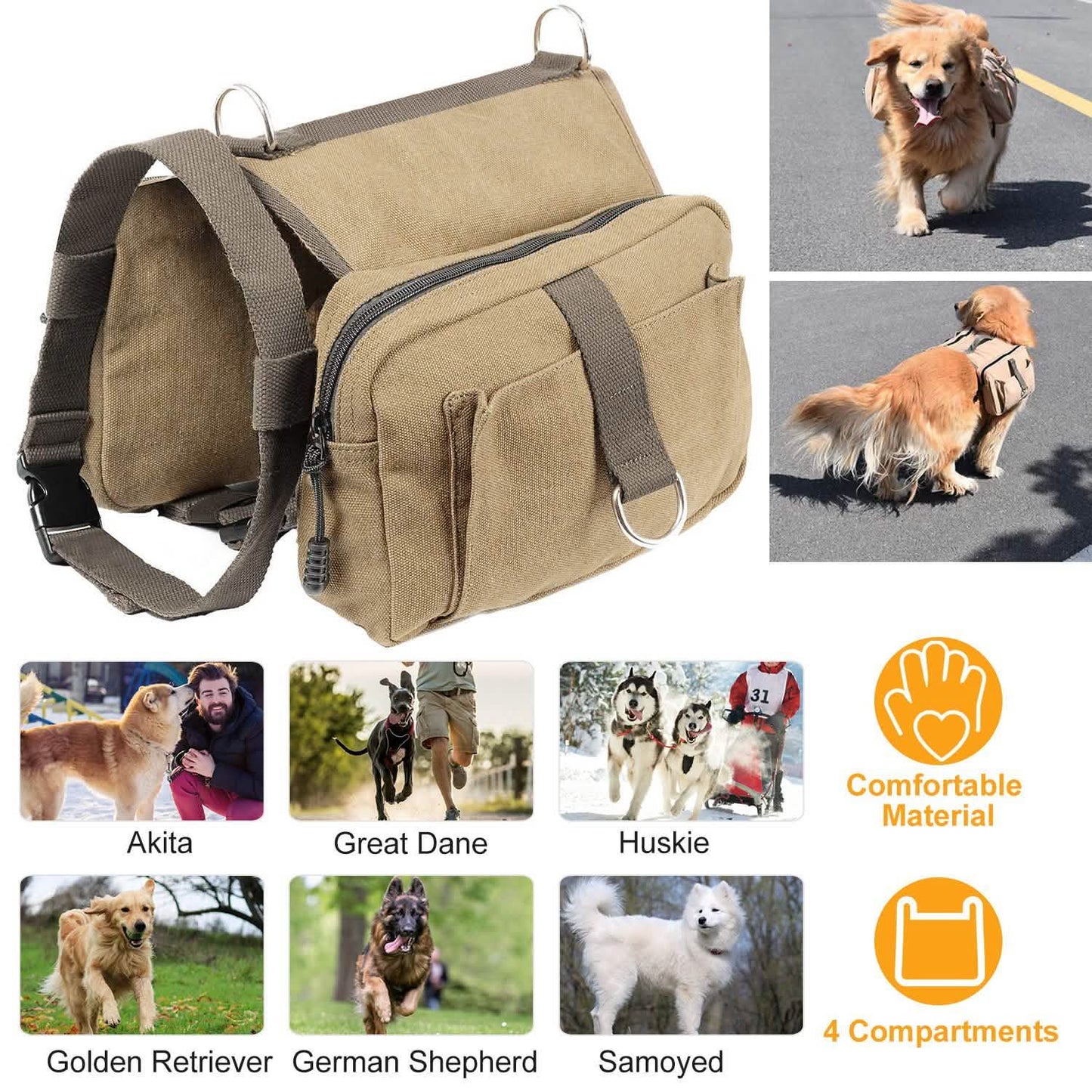 Hunde-Rucksack Wanderrucksack Campingtasche Satteltasche