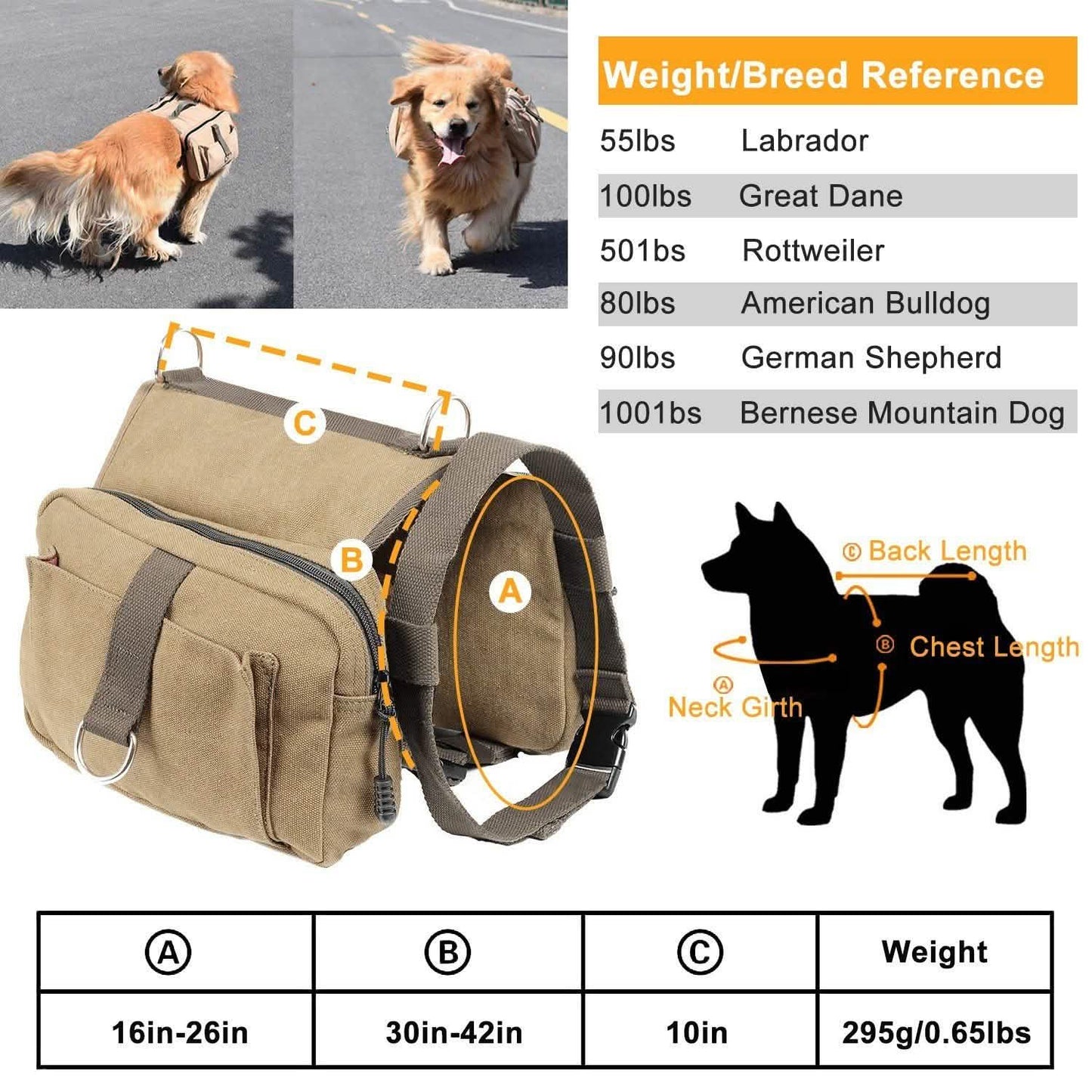 Hunde-Rucksack Wanderrucksack Campingtasche Satteltasche
