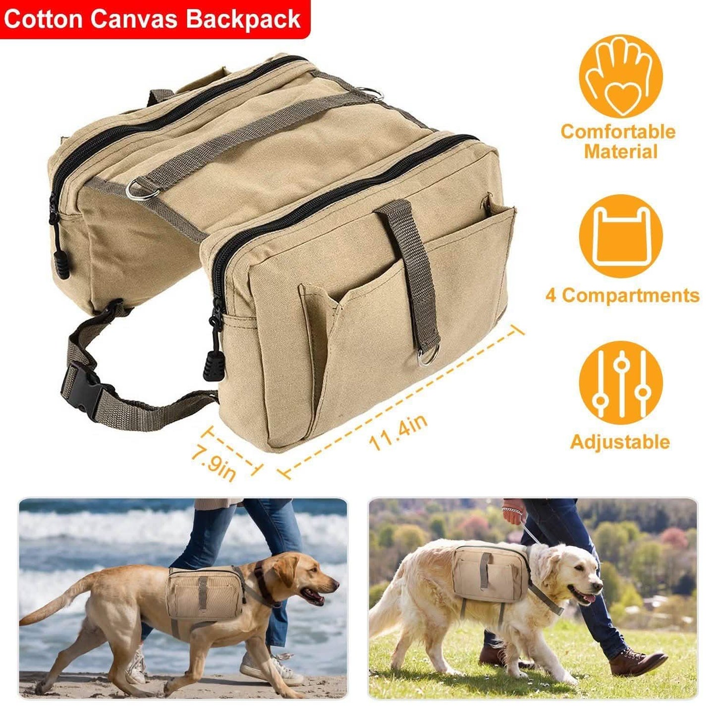Hunde-Rucksack Wanderrucksack Campingtasche Satteltasche