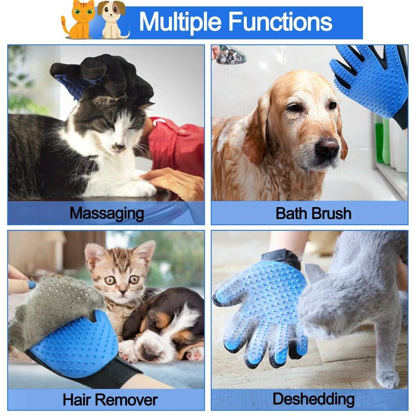 Tierhaarbürste Hund Katze Kamm Handschuhe Fellpflege Entferner Fell Massage Enthaarungshandschuh