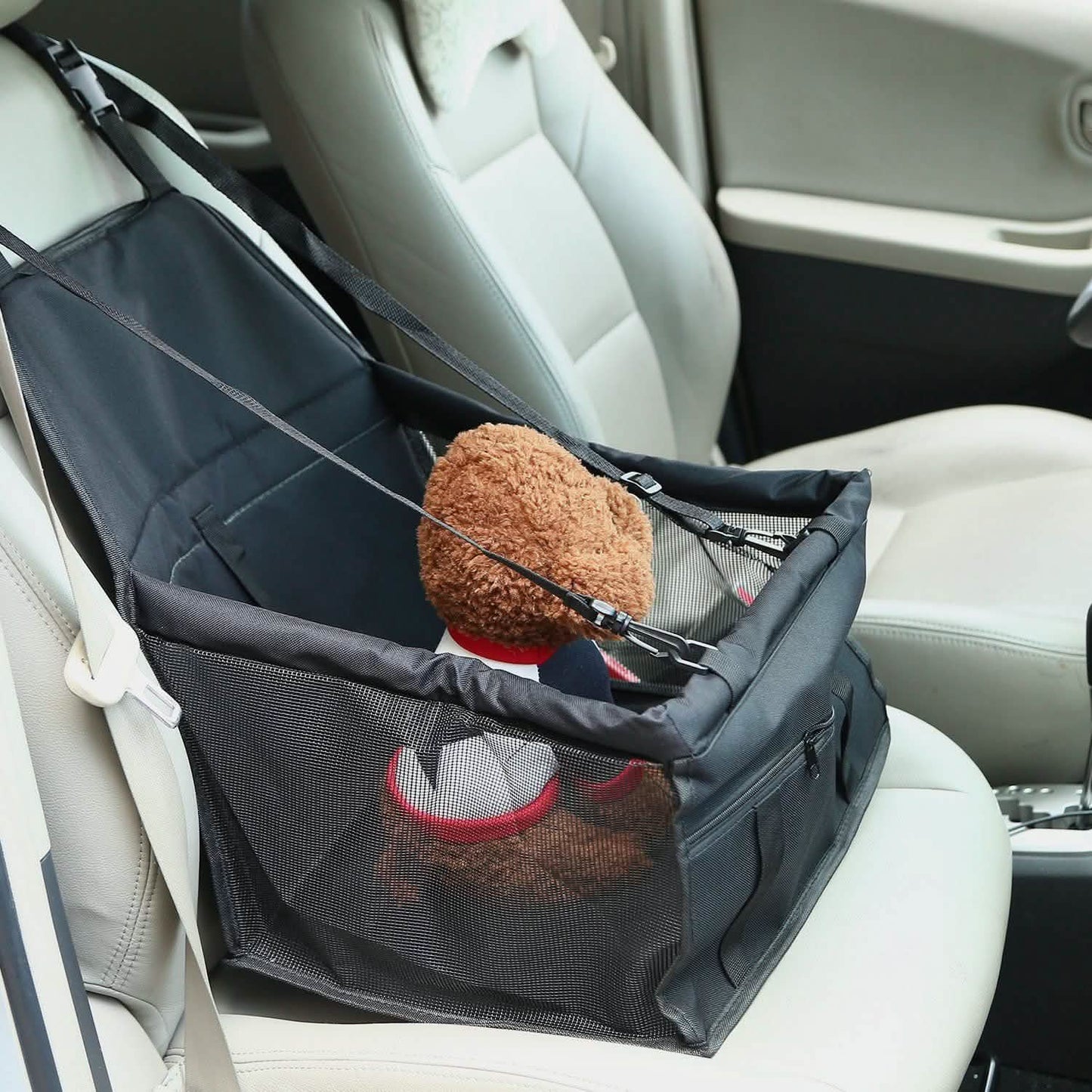 Haustier-Transportbox mit Clip-Sicherheitsleine und Reißverschlussfach für Haustiere bis 9 kg