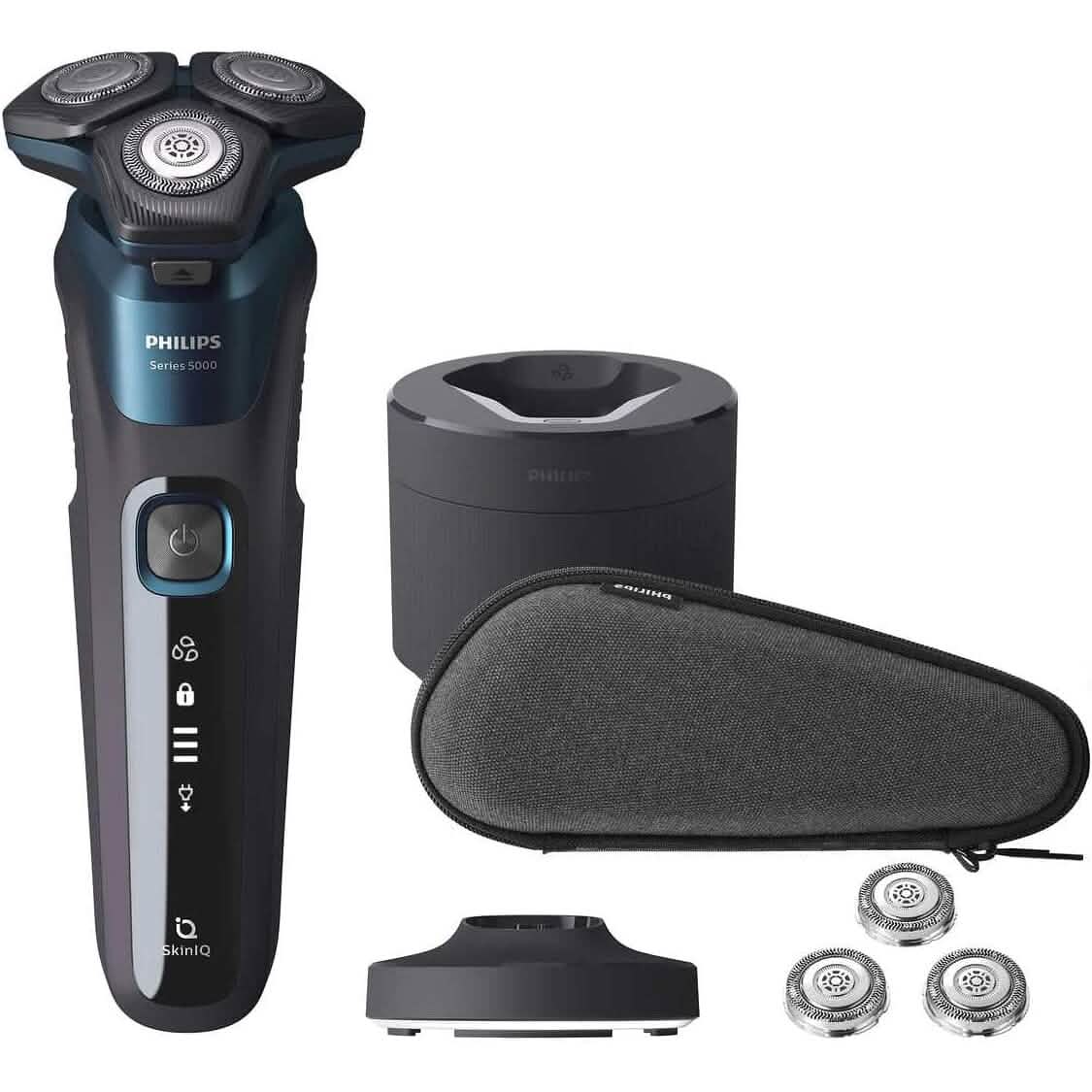 Philips Wet & Dry Shaver Series 5000 mit SkinIQ-Technologie + Scherköpfe, Lade- und Reinigungsstation (Generalüberholt)