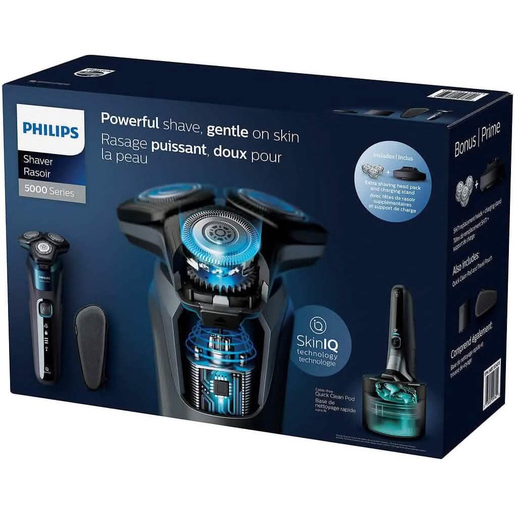 Philips Wet & Dry Shaver Series 5000 mit SkinIQ-Technologie + Scherköpfe, Lade- und Reinigungsstation (Generalüberholt)