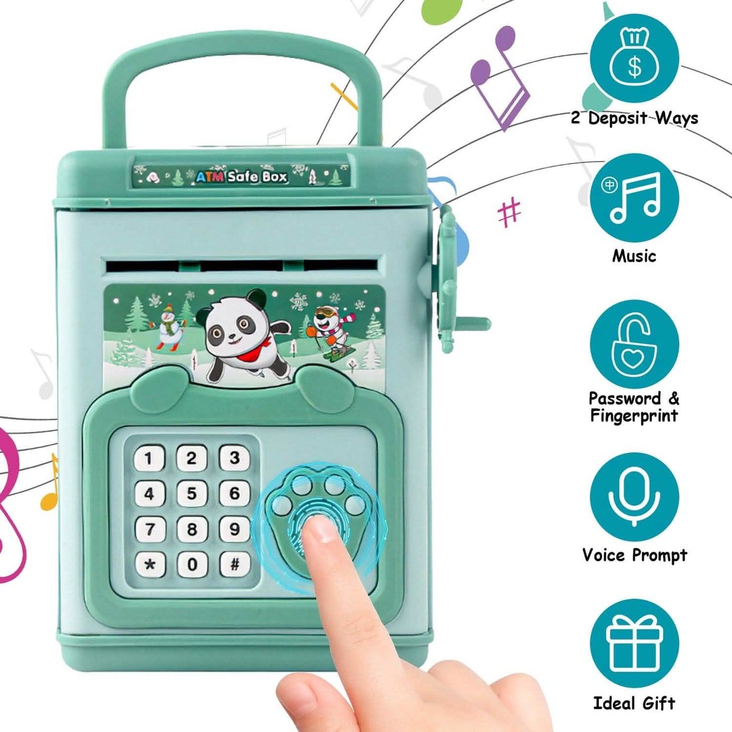 Spardose mit Passwort, Fingerabdruck und Sprachansage für Kinder ab 3 Jahren, Gold