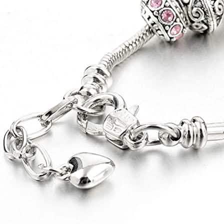 Pink Kristall Herz Perle Glas Charm Armband mit Verlängerung
