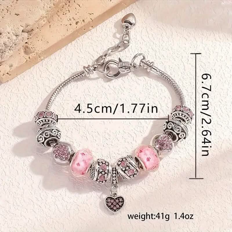 Rosa Herz-Anhänger-Armband