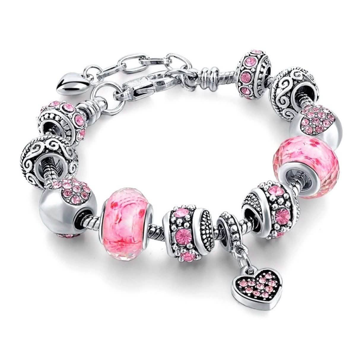 Rosa Swarovski Elements Kristall und Herzanhänger