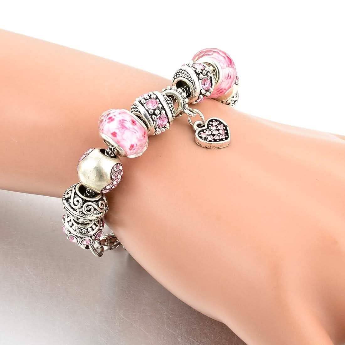 Rosa Swarovski Elements Kristall und Herzanhänger