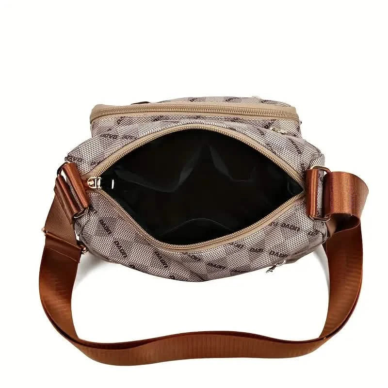 Umhängetasche mit Karomuster, Damentasche mit mehreren Taschen, Schultertasche aus Kunstleder mit Nietenbesatz