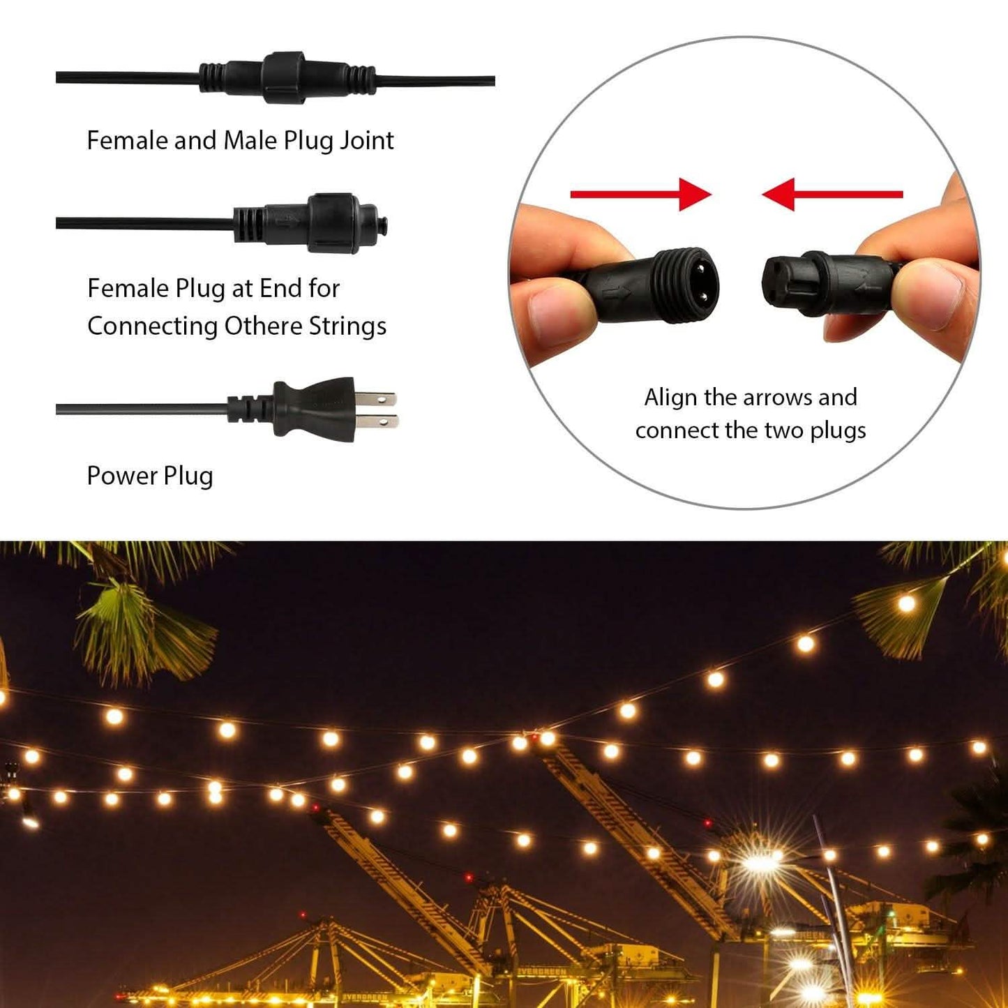 Lichterkette mit Glühbirnen, warmweiß, für den Außenbereich
