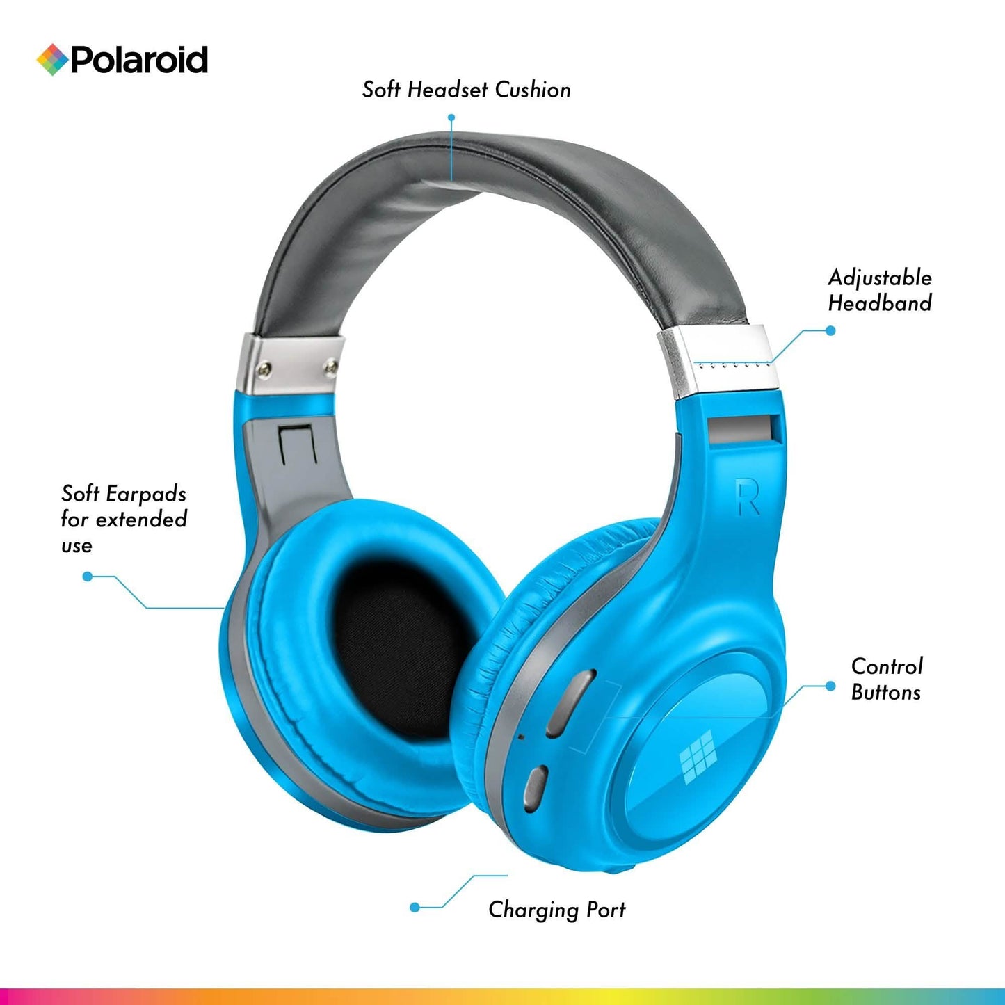 Polaroid Bluetooth Funkkopfhörer – Dynamisches Stereo-Headset mit Mikrofon