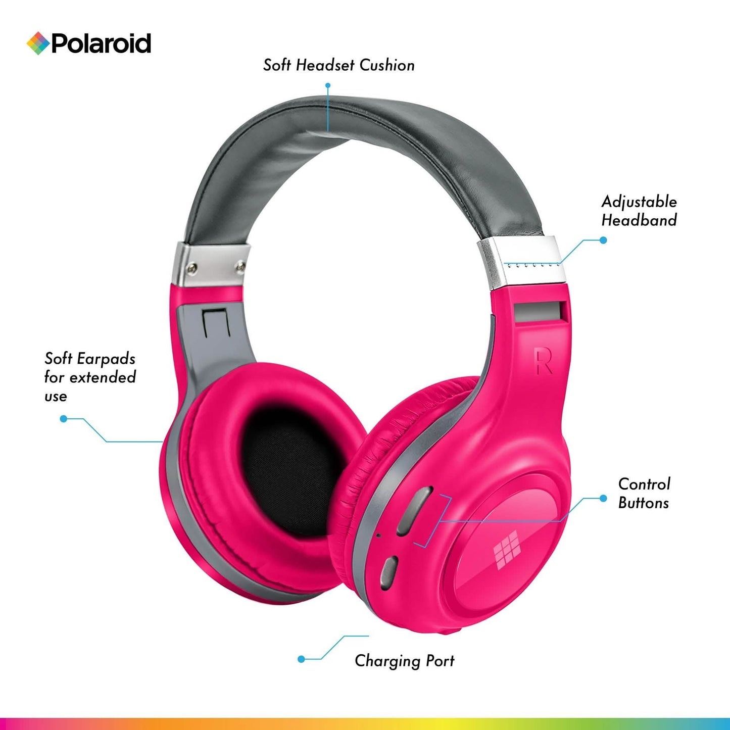 Polaroid Bluetooth Funkkopfhörer – Dynamisches Stereo-Headset mit Mikrofon