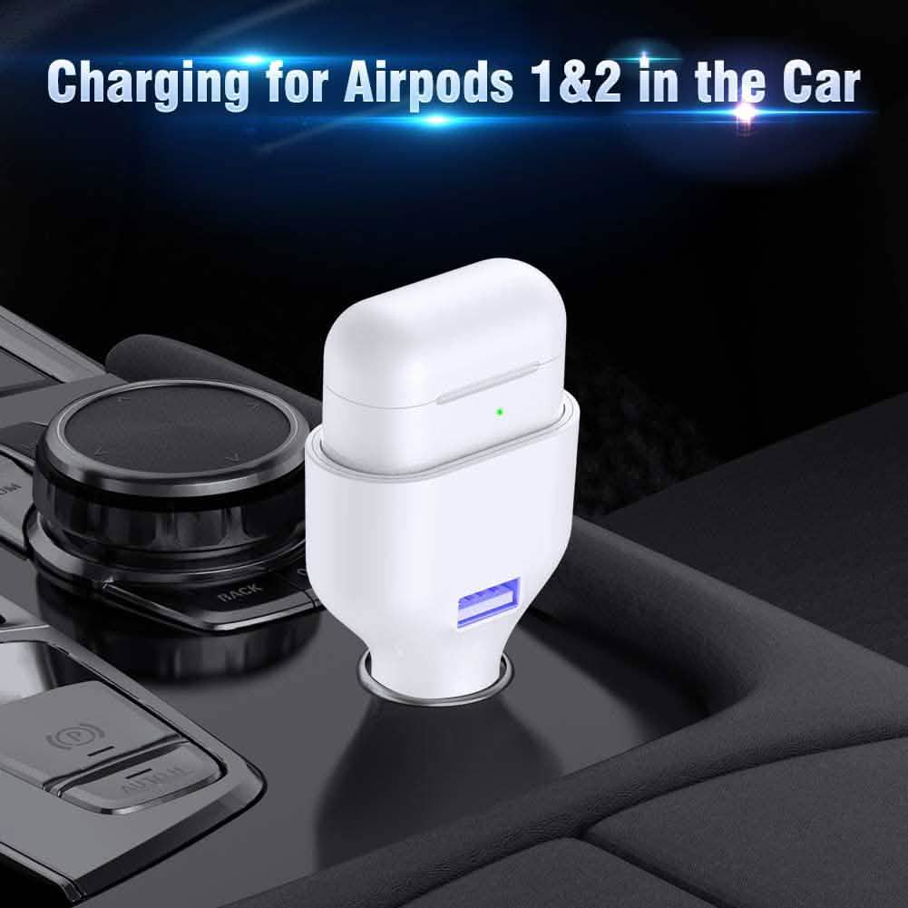 Poleet Auto-Ladegerät mit Ladeadapter für AirPods 1 und 2