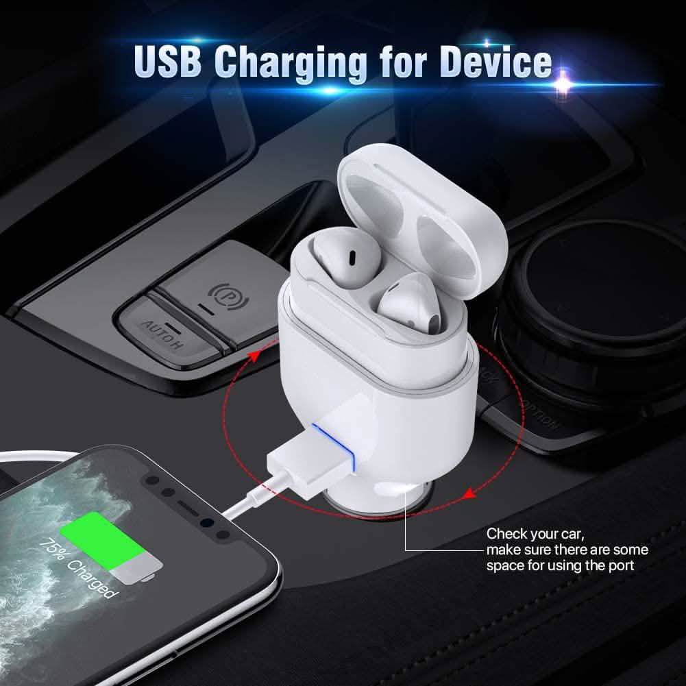 Poleet Auto-Ladegerät mit Ladeadapter für AirPods 1 und 2