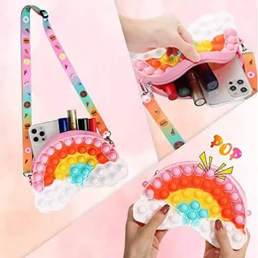 Pop Fidget Toys Regenbogen-Schultertasche