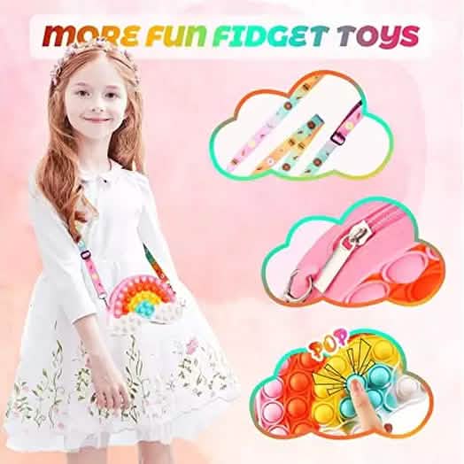 Pop Fidget Toys Regenbogen-Schultertasche