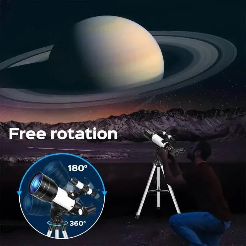 Tragbares astronomisches 150X-Teleskop, 70 mm Öffnung, Monokular mit Stativ