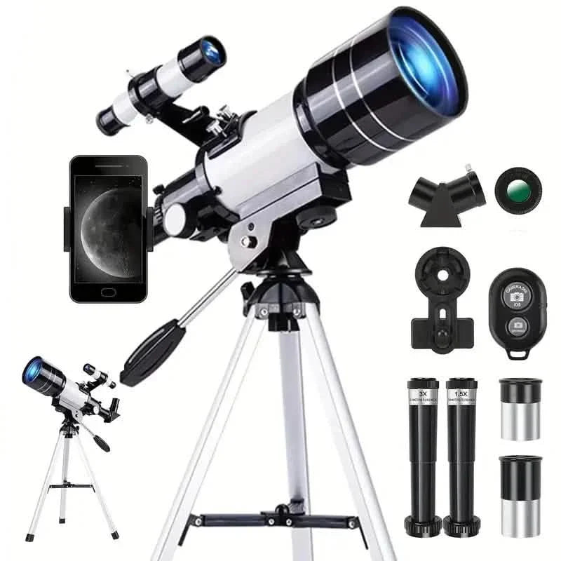 Tragbares astronomisches 150X-Teleskop, 70 mm Öffnung, Monokular mit Stativ