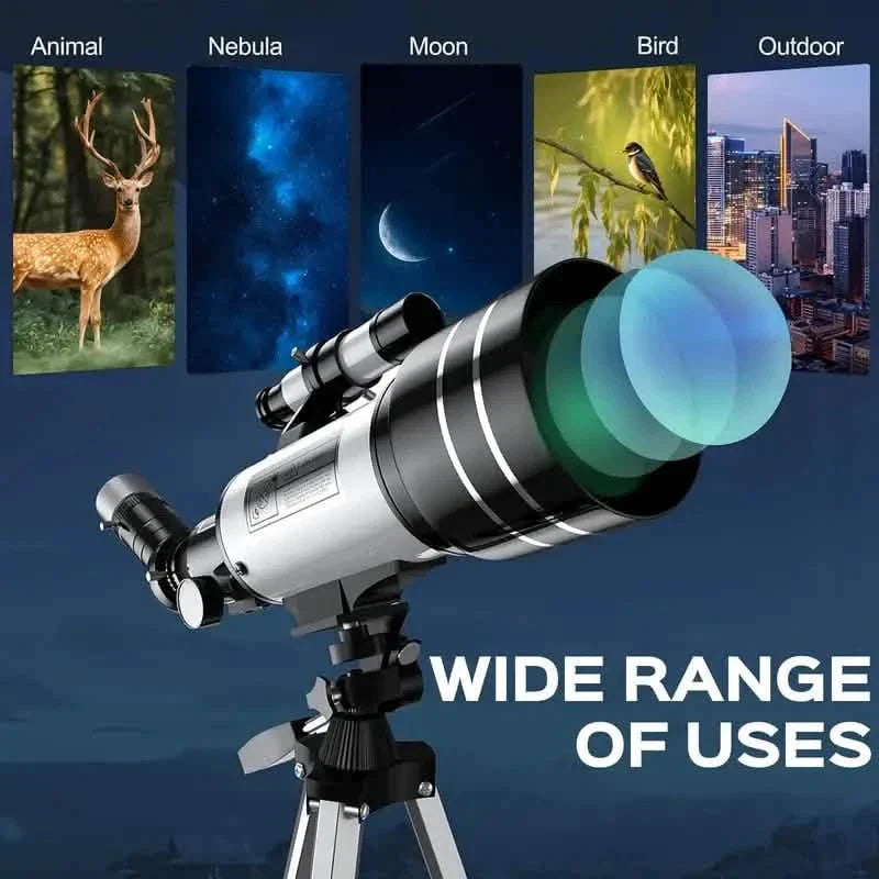 Tragbares astronomisches 150X-Teleskop, 70 mm Öffnung, Monokular mit Stativ