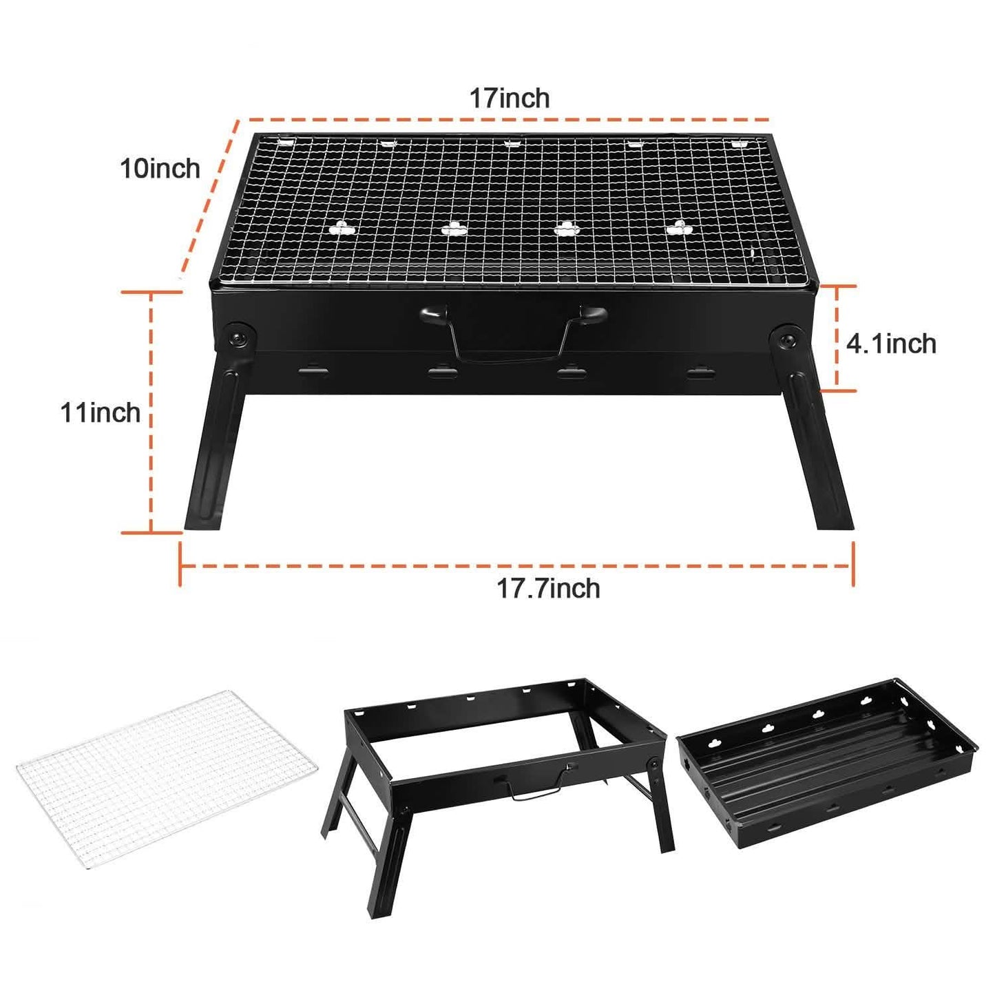Tragbarer Klappgrill Holzkohle