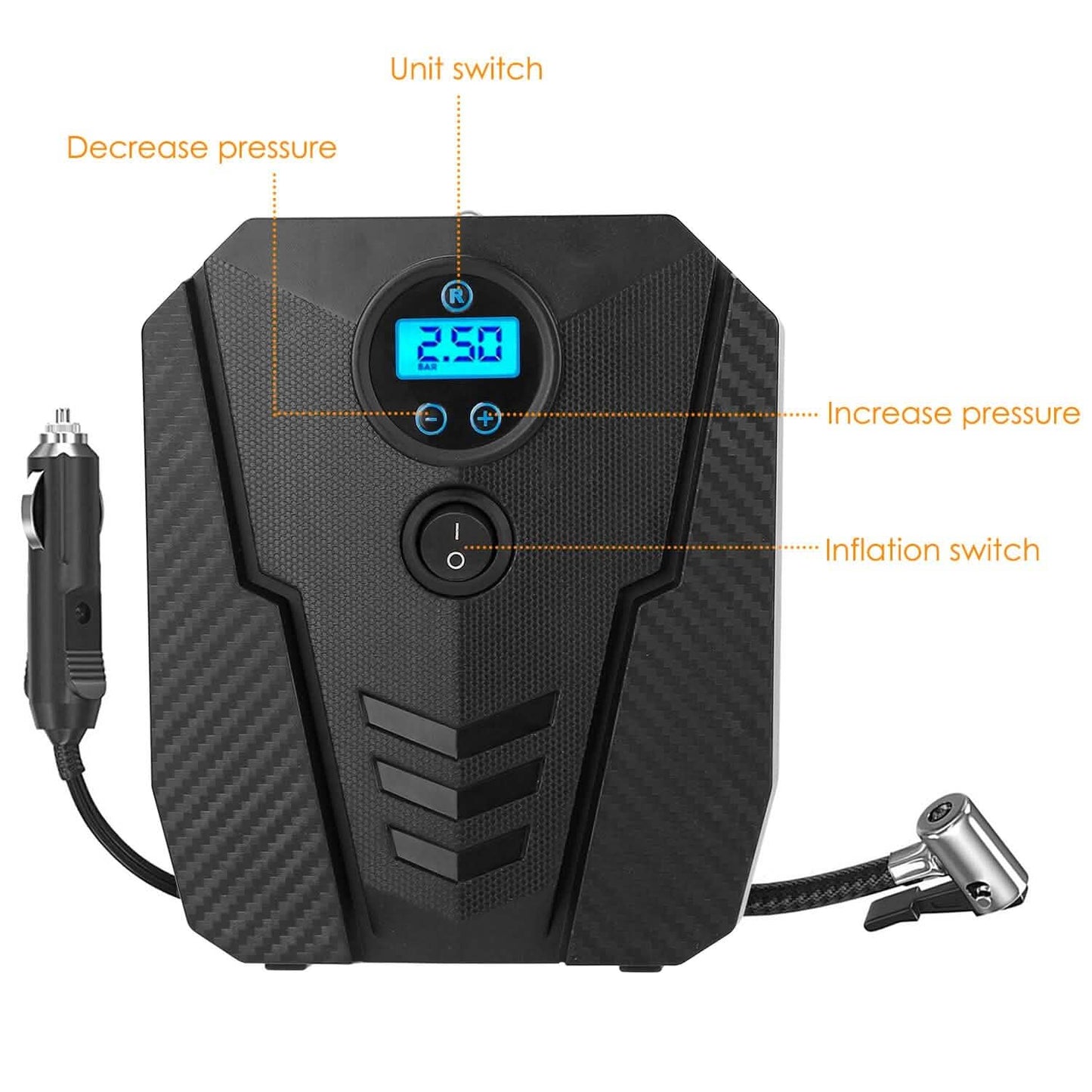 Tragbarer Autoreifenfüller DC 12V Digitale Auto-Luftpumpe Kompressor