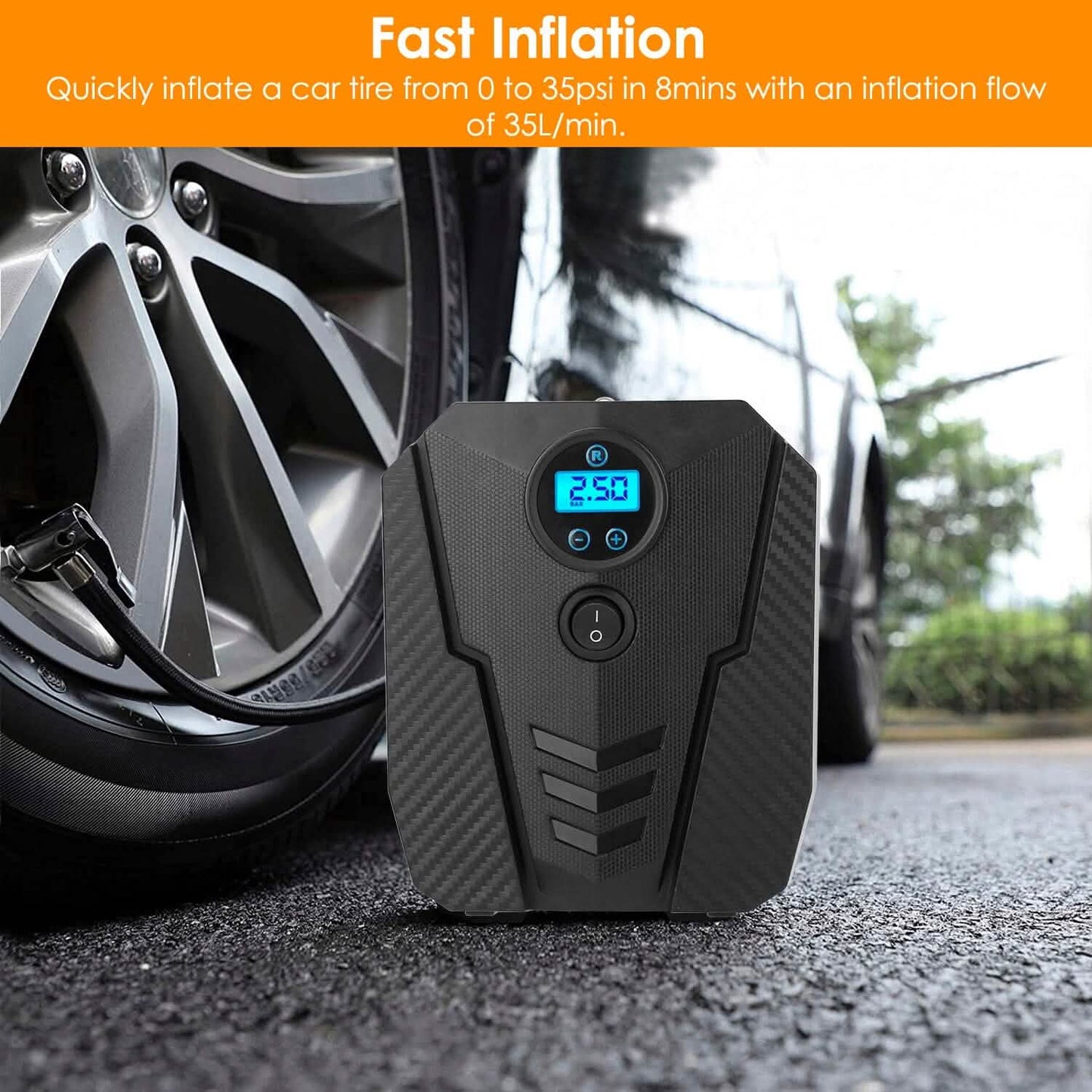 Tragbarer Autoreifenfüller DC 12V Digitale Auto-Luftpumpe Kompressor
