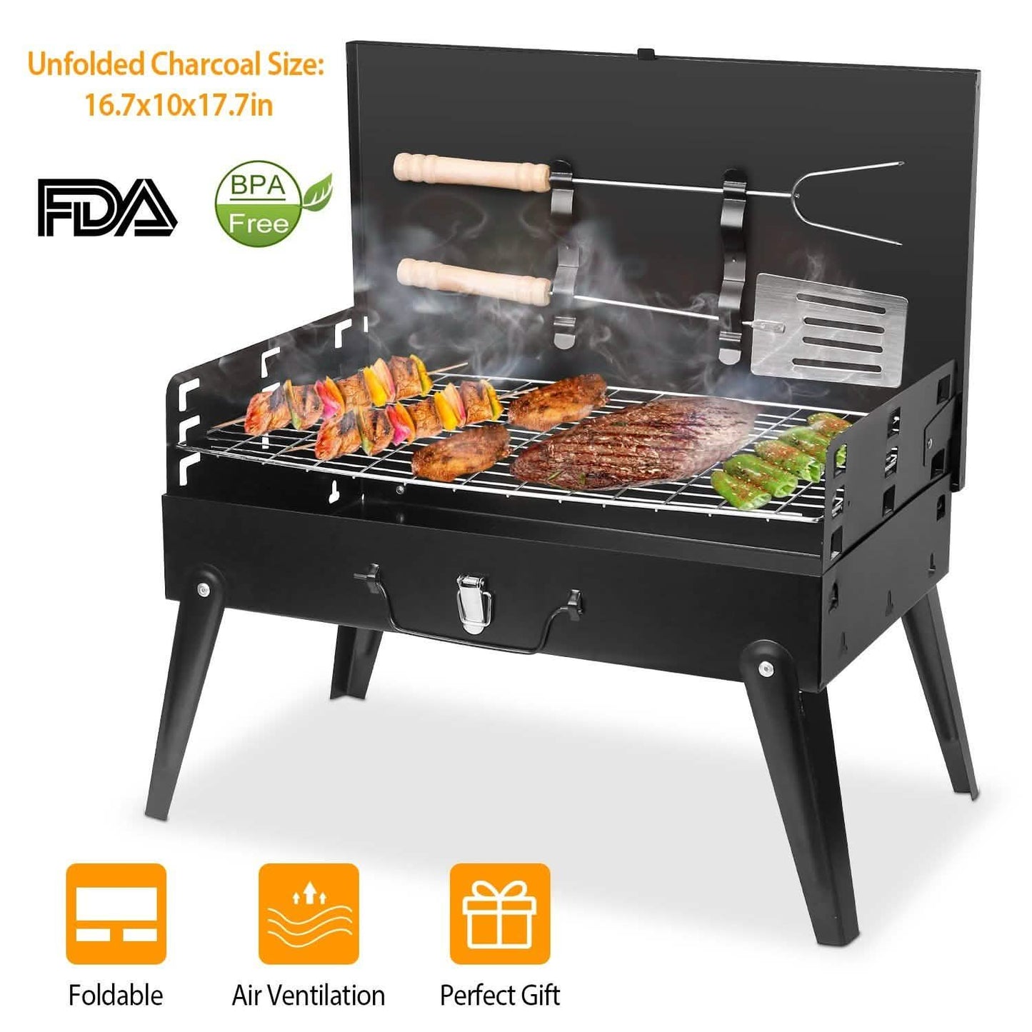 Tragbarer Holzkohlegrill Klappbarer BBQ-Koffer