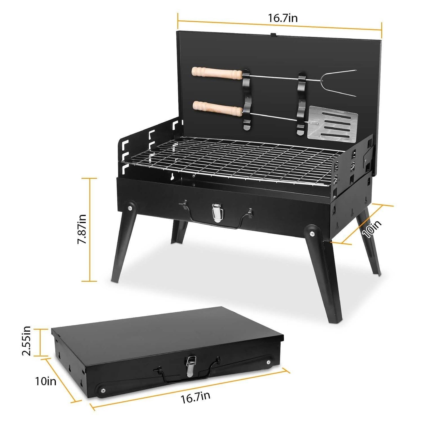 Tragbarer Holzkohlegrill Klappbarer BBQ-Koffer