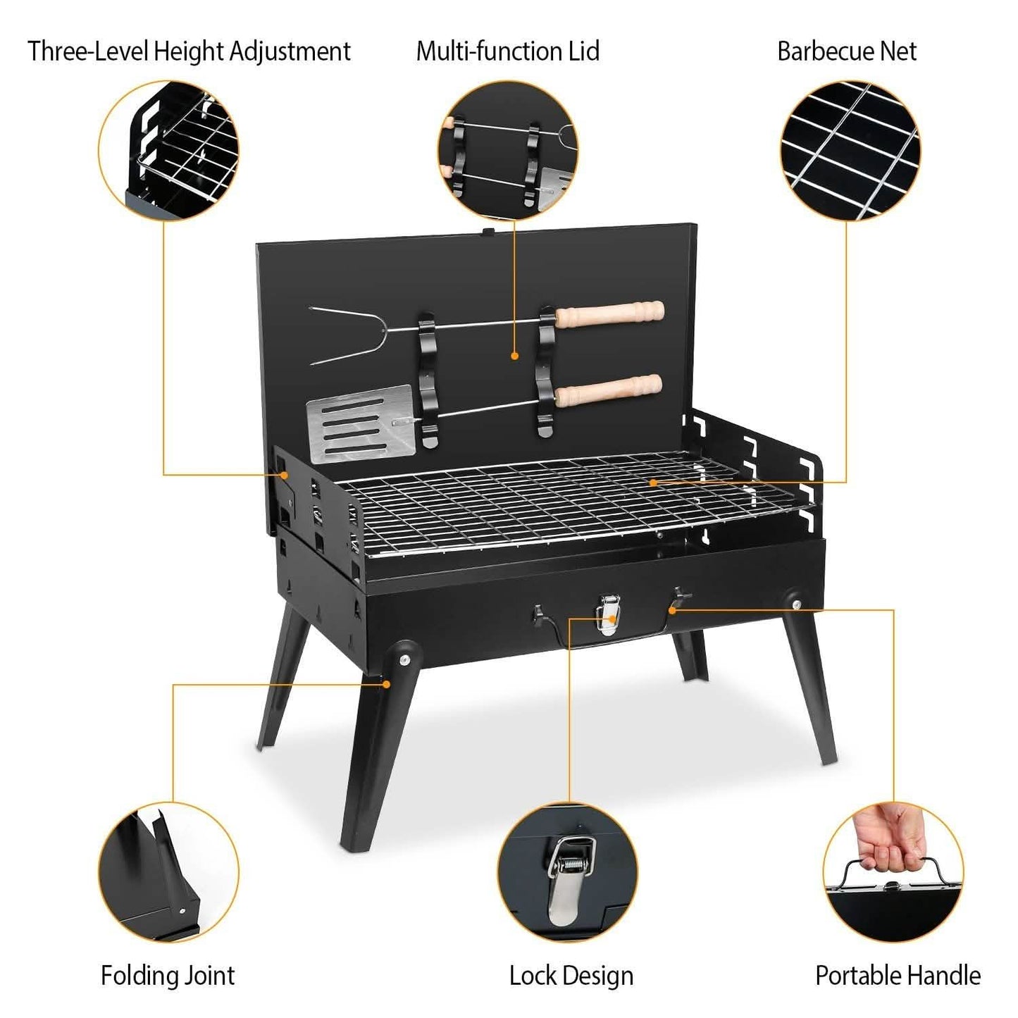 Tragbarer Holzkohlegrill Klappbarer BBQ-Koffer