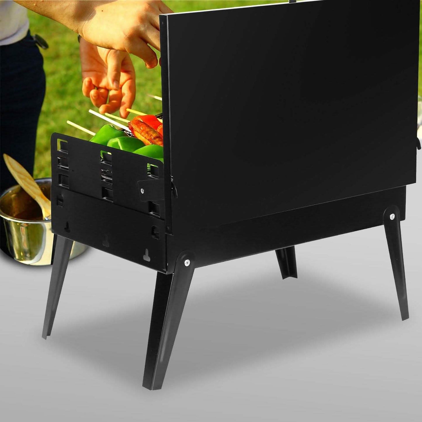 Tragbarer Holzkohlegrill Klappbarer BBQ-Koffer