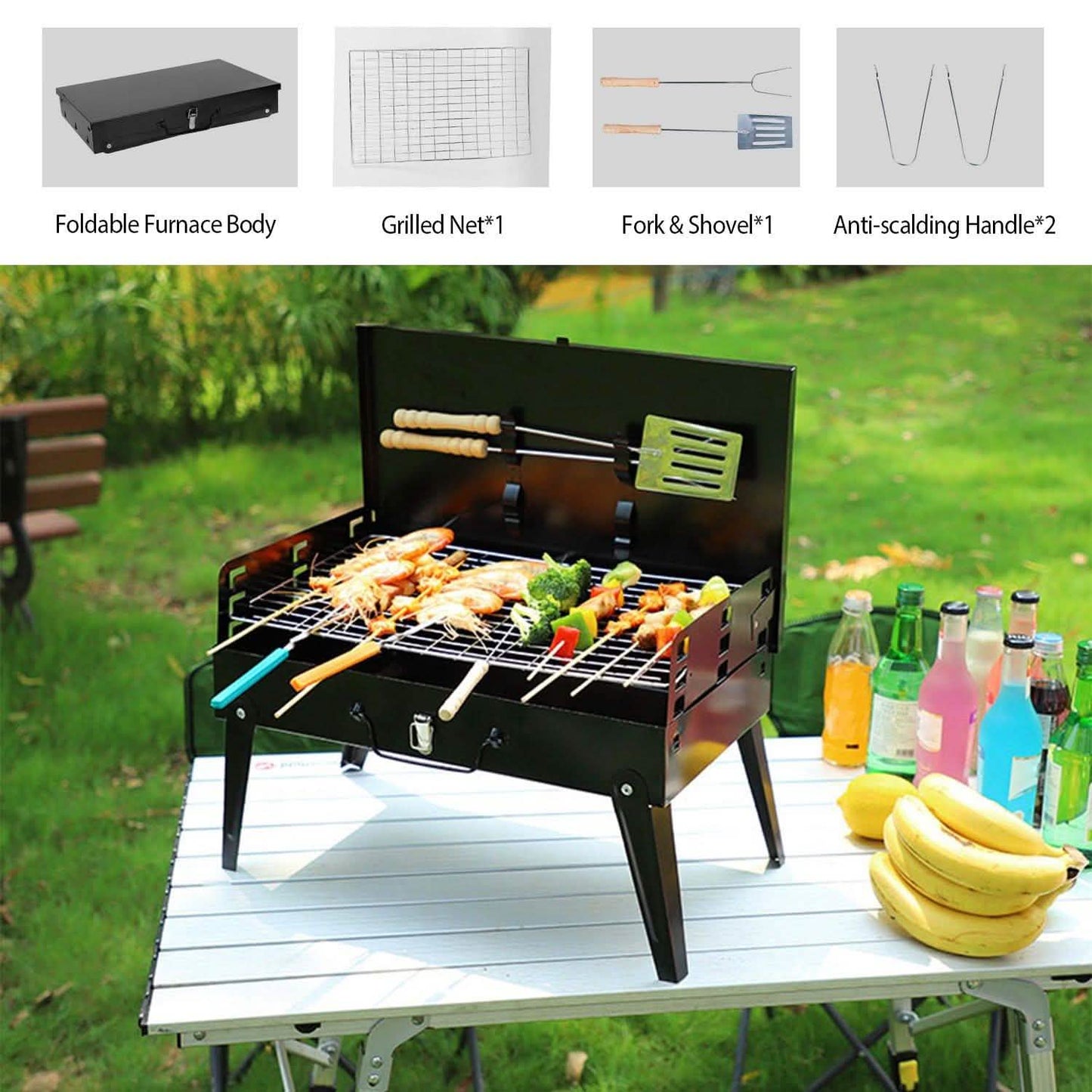 Tragbarer Holzkohlegrill Klappbarer BBQ-Koffer