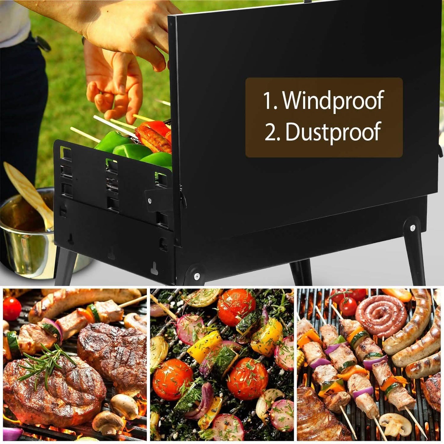 Tragbarer Holzkohlegrill Klappbarer BBQ-Koffer