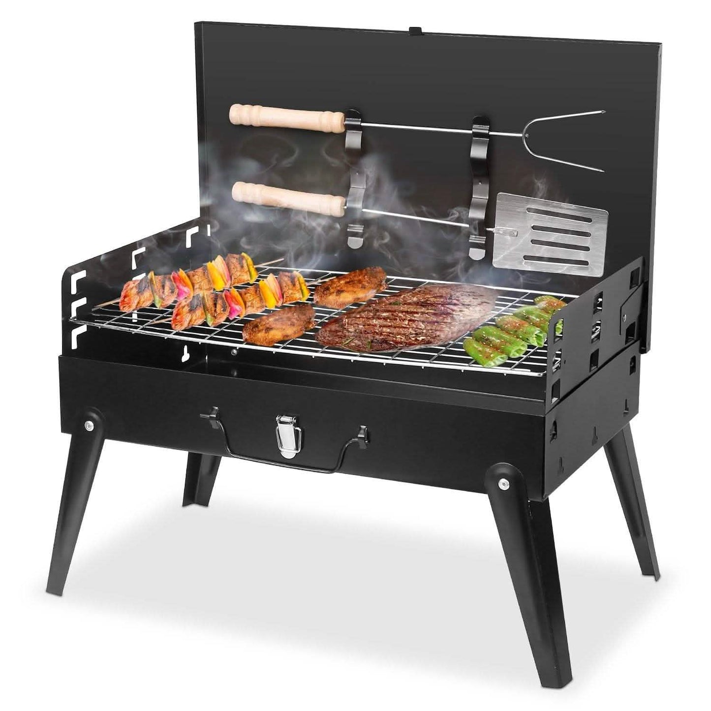 Tragbarer Holzkohlegrill Klappbarer BBQ-Koffer