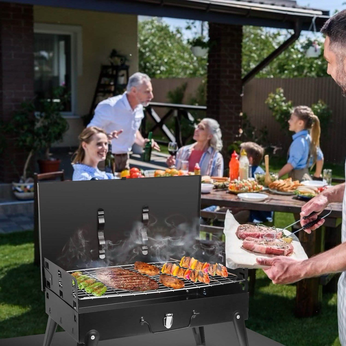 Tragbarer Holzkohlegrill Klappbarer BBQ-Koffer