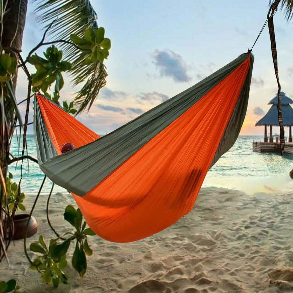 Tragbare Doppel-Hängematte aus Segeltuch für Camping, Garten, Strand und Reisen