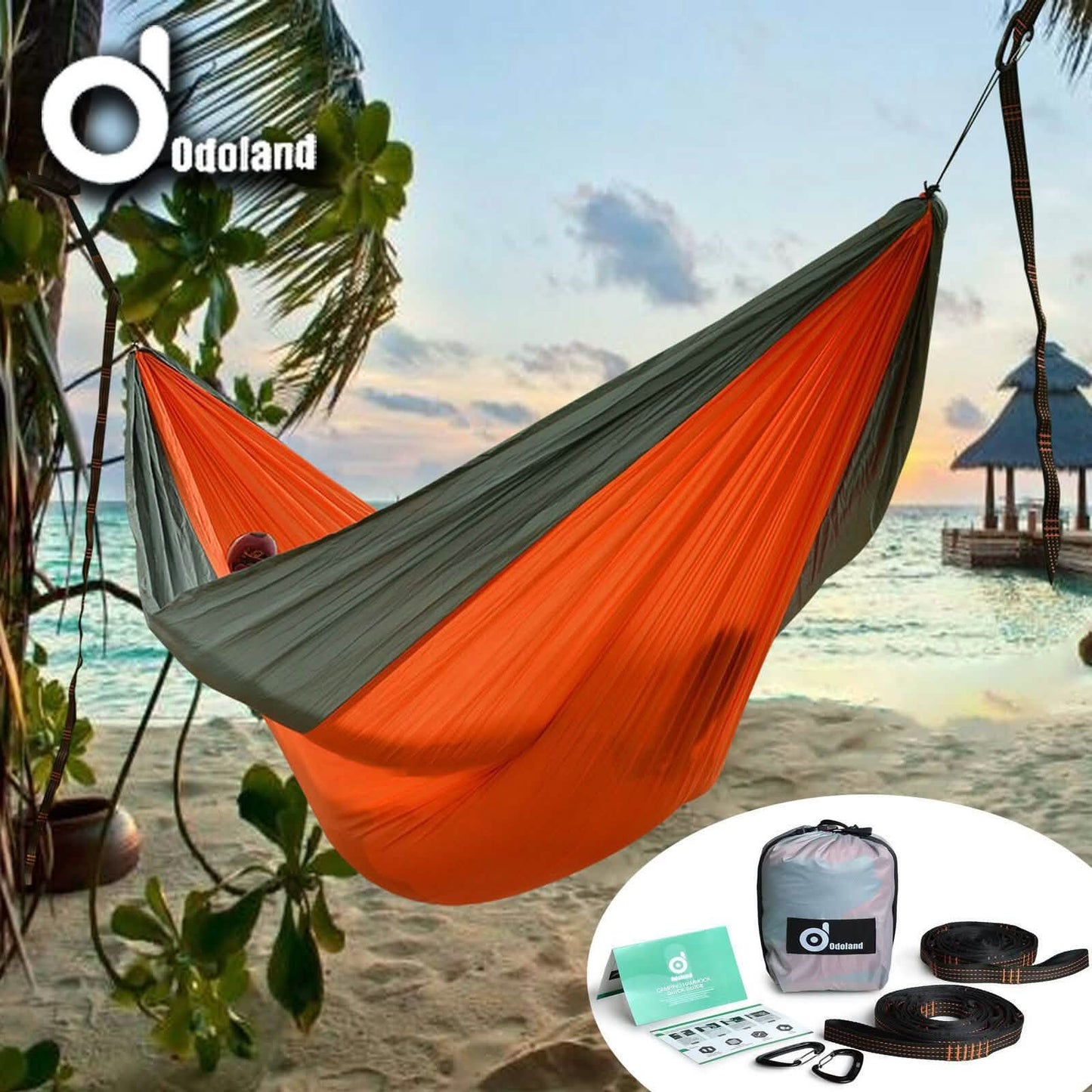Tragbare Doppel-Hängematte aus Segeltuch für Camping, Garten, Strand und Reisen