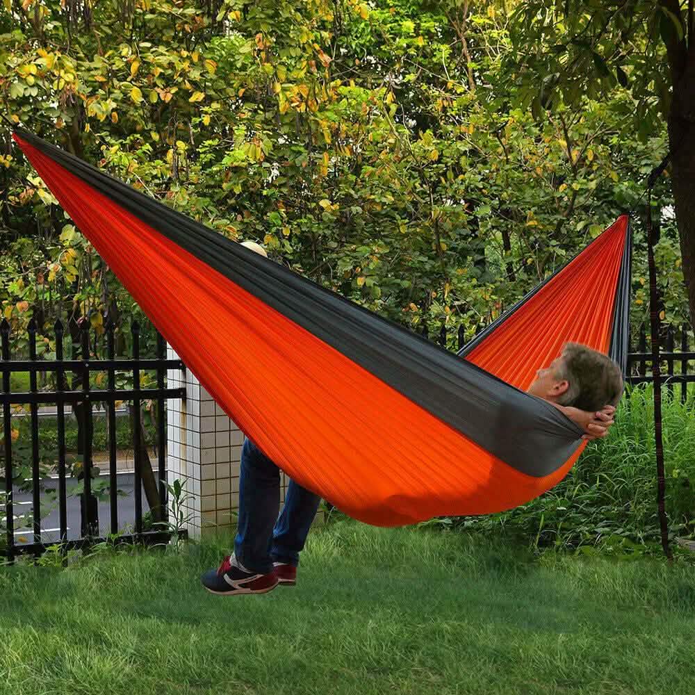 Tragbare Doppel-Hängematte aus Segeltuch für Camping, Garten, Strand und Reisen