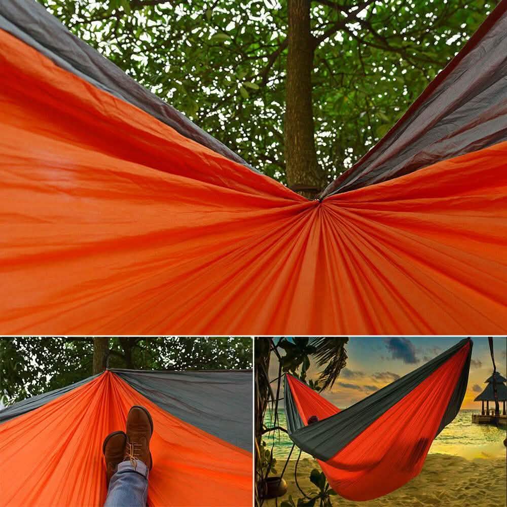 Tragbare Doppel-Hängematte aus Segeltuch für Camping, Garten, Strand und Reisen