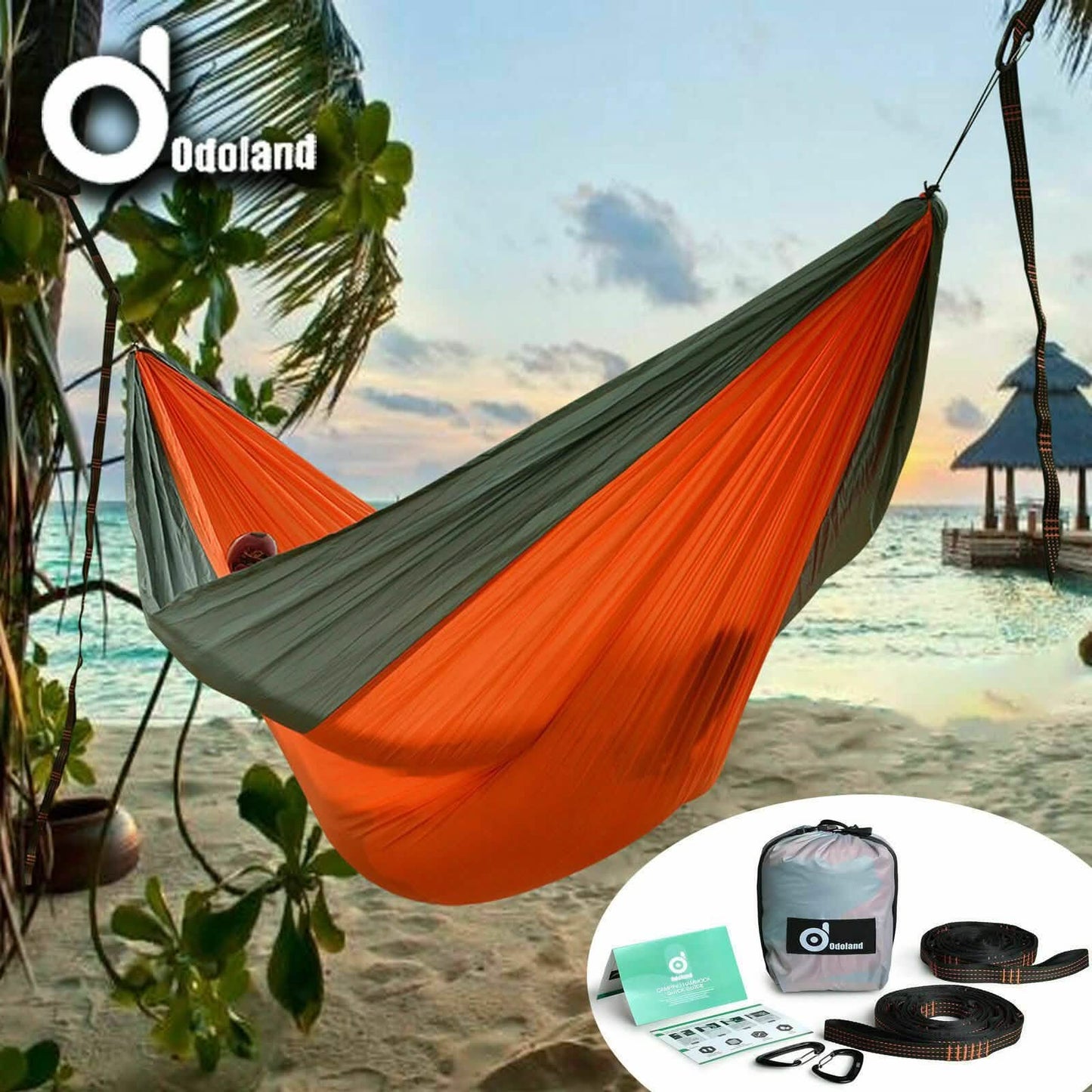 Tragbare Doppel-Hängematte aus Segeltuch für Camping, Garten, Strand und Reisen
