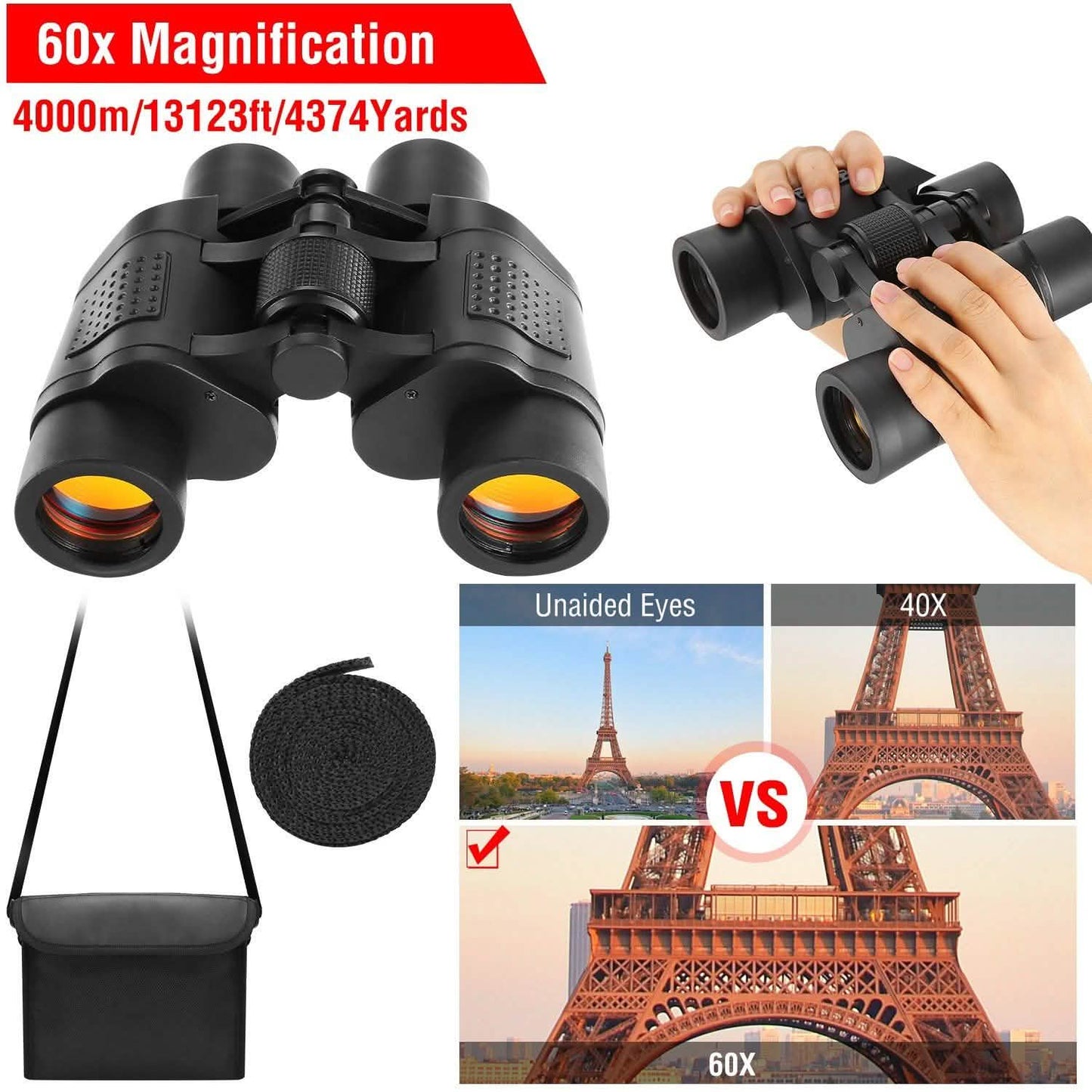 Tragbares HD-Fernglas mit Umhängetasche