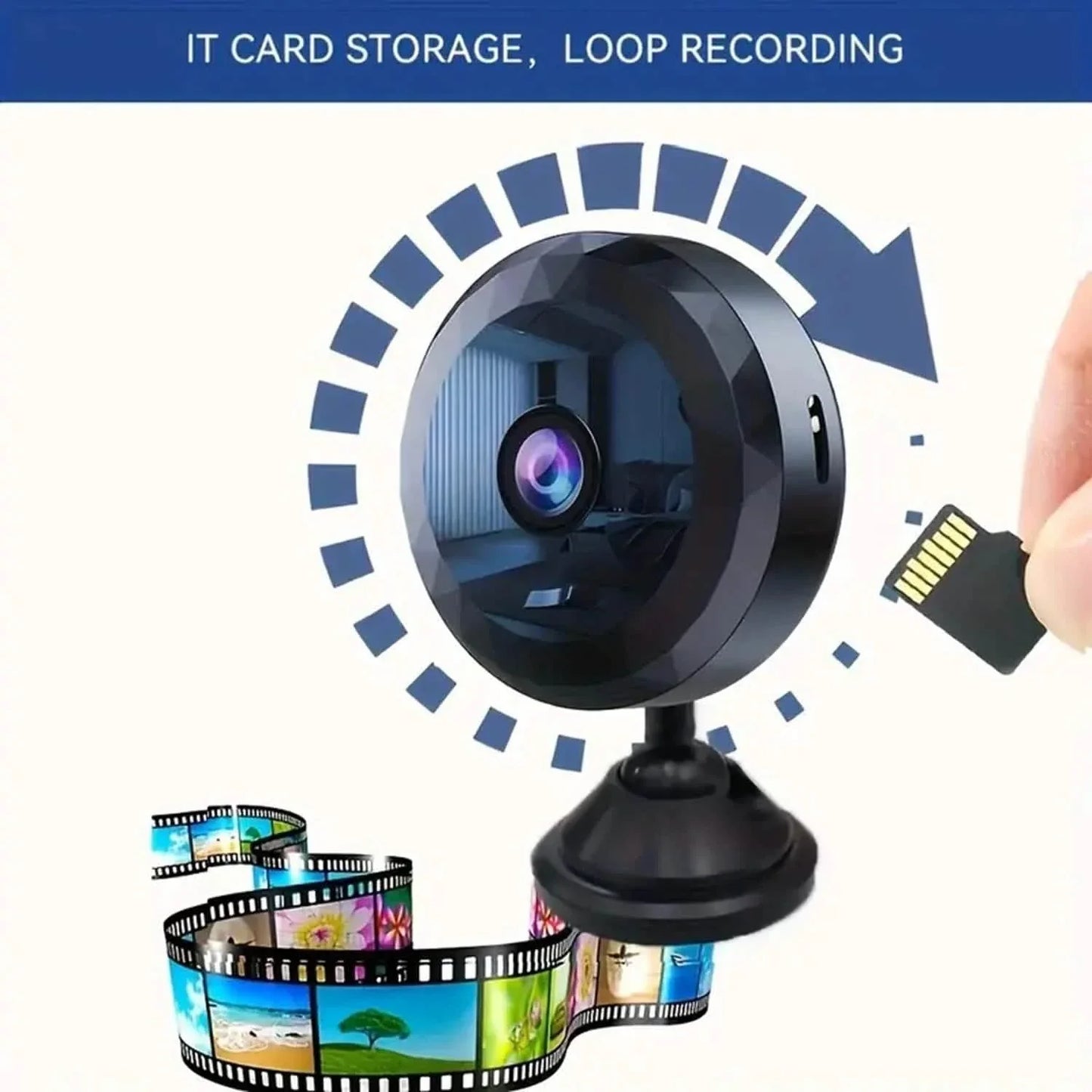 Tragbare Mini-WLAN-Kamera, Überwachungskamera für Innen/Außen mit Nachtsicht, versteckte Nanny Cam