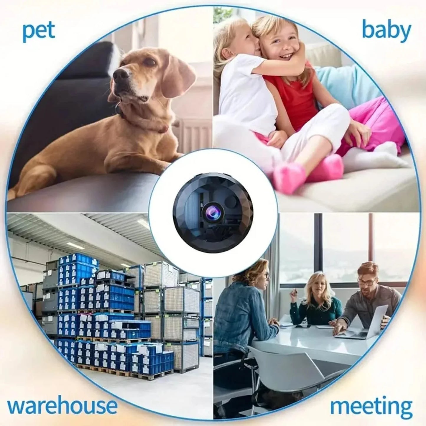 Tragbare Mini-WLAN-Kamera, Überwachungskamera für Innen/Außen mit Nachtsicht, versteckte Nanny Cam